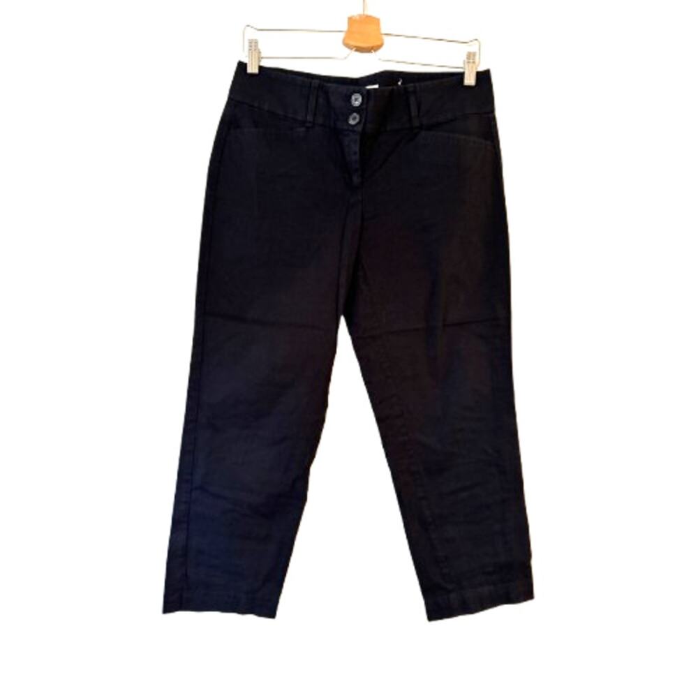Ann Taylor LOFT Women's Original Crop Pants Size 4 Black Straight Stretch‎